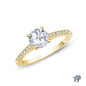 Yellow Gold Cathedral Pave Diamond Engagement Ring with Center Diamond Side View