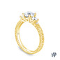 Yellow Gold An Antique Scroll Design Three Stone Engagement Ring with Center Diamond Side View