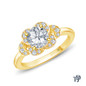 Yellow Gold Floral Petal Design Diamond Engagement Ring with Center Diamond Top View