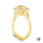 14K Finger Gold Halo Accents With Intricate Milgrain Design Setting 0.25ct Center Diamond Side View