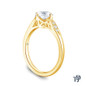 14K Yellow Gold Milgrain Detail Flower Diamond Engagement Ring 0.25ct Center Diamond Side View