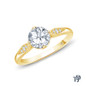 14K Yellow  Gold Milgrain Detail Flower Diamond Engagement Ring 0.25ct Center Diamond Top View