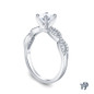 14K White Gold A Twisted Spirals With Accents Setting 0.25ct Center Diamond Side View