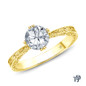 14K Yellow Gold Tapered Double Prong Scroll Design Setting 0.25ct Center Diamond Top View