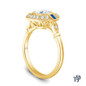 14K Yellow Gold Emerald Sapphire Accents Milgrain Design Vintage Ring 0.25ct Center Diamond Side View
