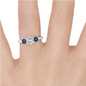 14K White Gold Sapphire Side Stones Three Stone Engagement Ring 0.25ct Center Diamond Finger  View