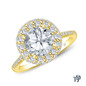 14K Yellow Gold Pave Set Side and Halo Accents Engagement Ring 0.25ct Center Diamond Top View