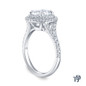 14K White Gold Split Shank Double Halo Accents Engagement Ring 0.25ct Center Diamond Side View