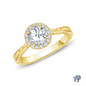 14K Yellow Gold Antique Scroll Halo Style Engagement Ring 0.25ct Center Diamond Top View