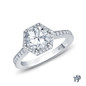 14K White Gold Enchanting Hexagonal Halo Accent Ring 0.25ct Center Diamond Top View