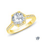14K Yellow Gold Enchanting Hexagonal Halo Accent Ring 0.25ct Center Diamond Top View