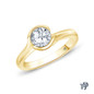 14K Yellow Gold Cascade Waves Style Engagement Ring 0.25ct Center Diamond Top View