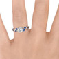 14K White Gold A Nature Inspired Leaves Marquise Blue Sapphire & Round Diamond Ring Semi Mount Finger View