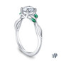 14K White Gold Marquise Green Emerald Accents - Leaves and Vine Style Engagement Ring Semi Mount Side View