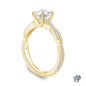 14K Yellow Gold Leaves Inspired Accent Diamond Engagement Ring Semi Mount Side View