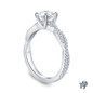 14K White Gold Twisted Shanks Scalloped Pave Set Engagement Ring Semi Mount Side View