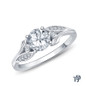 14K White Gold Leaves Inspired Accent Diamond Engagement Ring Semi Mount Top View