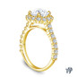 14K Yellow Gold An Antique Scroll Design Three Stone Engagement Ring Semi Mount Side View