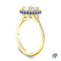14K Yellow Gold Vibrant Sapphires and Halo Diamond Accents Setting Semi Mount Side View