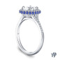 14K White Gold Vibrant Sapphires and Halo Diamond Accents Setting Semi Mount Side View