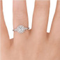 14K White Gold Petal Designed Shank with Intricate Halo Accents Engagement Ring Semi Mount Finger View