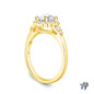 14K Yellow Gold Petal Designed Shank with Intricate Halo Accents Engagement Ring Semi Mount Side View