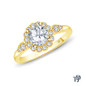 14K Yellow Gold Petal Designed Shank with Intricate Halo Accents Engagement Ring Semi Mount Top View