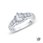 14K White Gold Scroll Filigree Accent Diamond Engagement Ring Semi Mount Top View