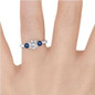 14K White Gold Sapphire Side Stones Three Stone Engagement Ring Semi Mount Finger View