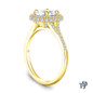 14K Yellow Gold Pave Set Side and Halo Accents Engagement Ring Semi Mount Side View