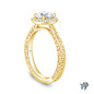 14K Yellow Gold Antique Scroll Halo Style Engagement Ring Semi Mount Side View