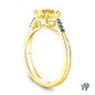 14K Yellow Gold Delicate Tapered Pave Sapphire Engagement Ring Yellow Sapphire Side View