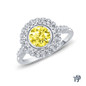 14K White Gold An Intricate Antique Vintage Style Diamond Engagement Ring Yellow Sapphire Top View