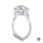 14K White Gold Halo Accents With Intricate Milgrain Design Setting Yellow Sapphire Side View