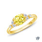 14K Yellow Gold Nature Inspired Leave Design Marquise and Round Side Stones Engagement Ring Yellow Sapphire Top View