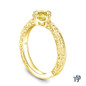 14K Yellow Gold Tapered Double Prong Scroll Design Setting Yellow Sapphire Side View