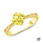 14K Yellow Gold Tapered Double Prong Scroll Design Setting Yellow Sapphire Top View