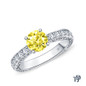 14K White Gold Detailed Scroll Timeless Accents Engagement Ring Yellow Sapphire Top View