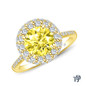 14K Yellow Gold Pave Set Side and Halo Accents Engagement Ring Yellow Sapphire Top View