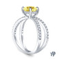14K White Gold Dual Band Accent Diamond Engagement Ring Yellow Sapphire Side View