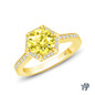 14K Yellow Gold Enchanting Hexagonal Halo Accent Ring Yellow Sapphire Top View