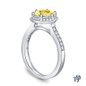 14K White Gold Enchanting Hexagonal Halo Accent Ring Yellow Sapphire Side View