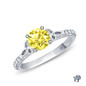 14K White Gold Love Knot With Side Accents Ring Yellow Sapphire Top View