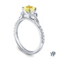 14K White Gold Love Knot With Side Accents Ring Yellow Sapphire Side View