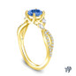 14K Yellow Gold A Vine Inspired Marquise and Round Bud Diamond Engagement Ring Blue Sapphire Side View