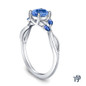 14K White Gold Marquise Blue Sapphire Accents - Leaves  and Vine Style Engagement Ring Blue Sapphire Side View