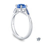 14K White Gold Delicate Tapered Pave Sapphire Engagement Ring Blue Sapphire Side View