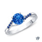 14K White Gold Delicate Tapered Pave Sapphire Engagement Ring Blue Sapphire Top View