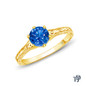 14K Yellow Gold A Truly Vintage Hand Engraved Milgrain Engagement Setting Blue Sapphire Top View