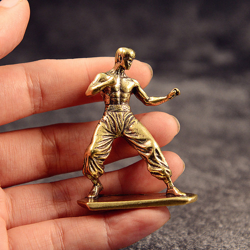 Antique Brass Bruce Kung Fu Master Martial Arts Desk Decor, Kung Fu Philosophy Gift for Office & Home Shaolin Martial Monk Antique Brass Bruce Kung Fu Master Martial Arts Desk Decor, Kung Fu Philosophy Gift for Office & Home Shaolin Martial Monk